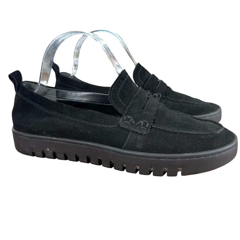 Vionic Uptown Black Suede Leather Slip On Loafers Flats Comfort Shoes sz 8 Wide